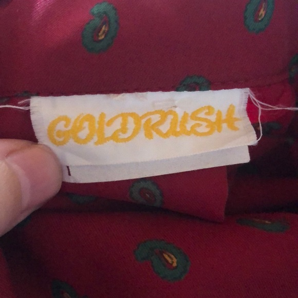 Vintage Maroon Paisley Long Nightgown Dress Silky Straight Loose with Pockets - Picture 3 of 13